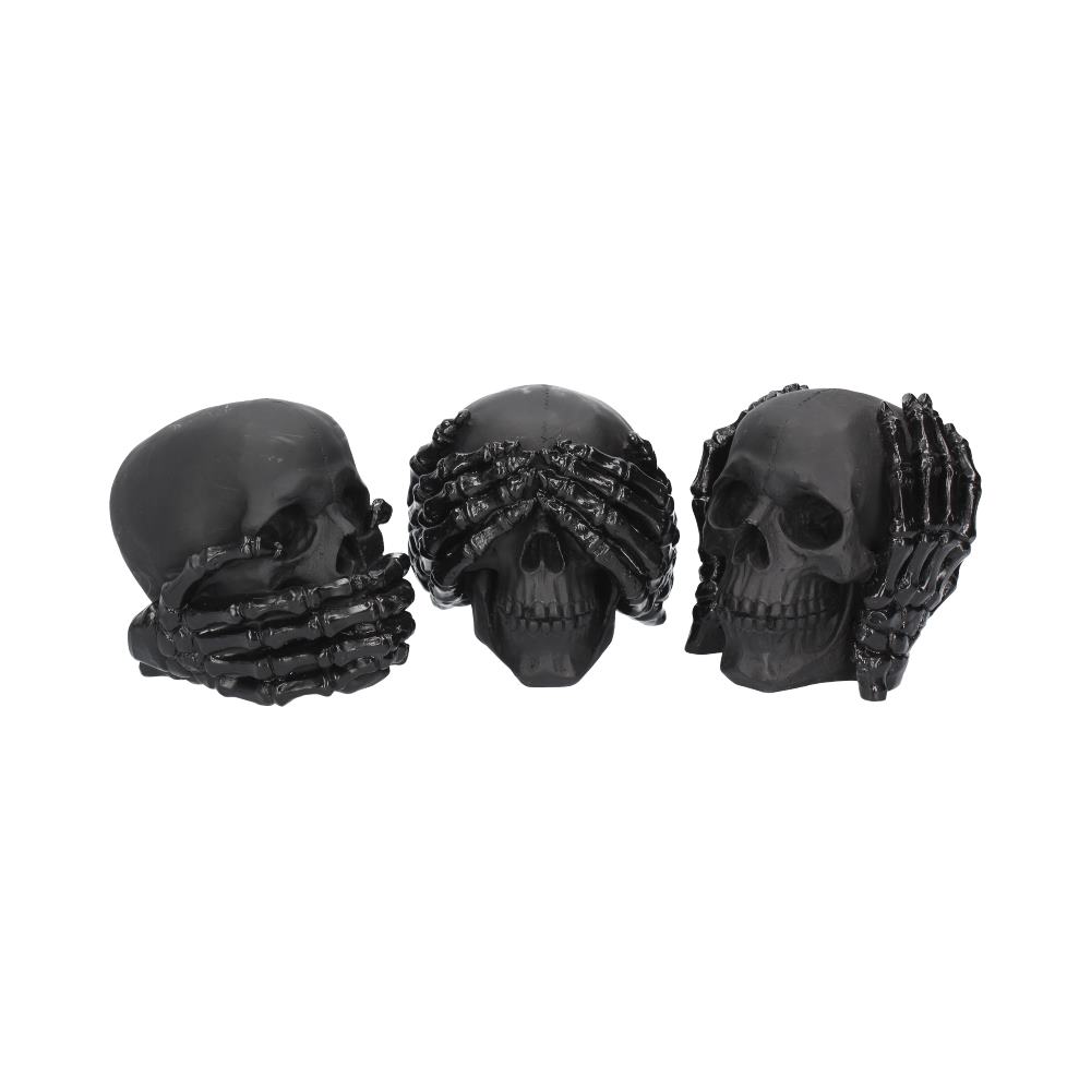 Dark See No, Hear No, Speak No Evil Skull Figures Ornaments