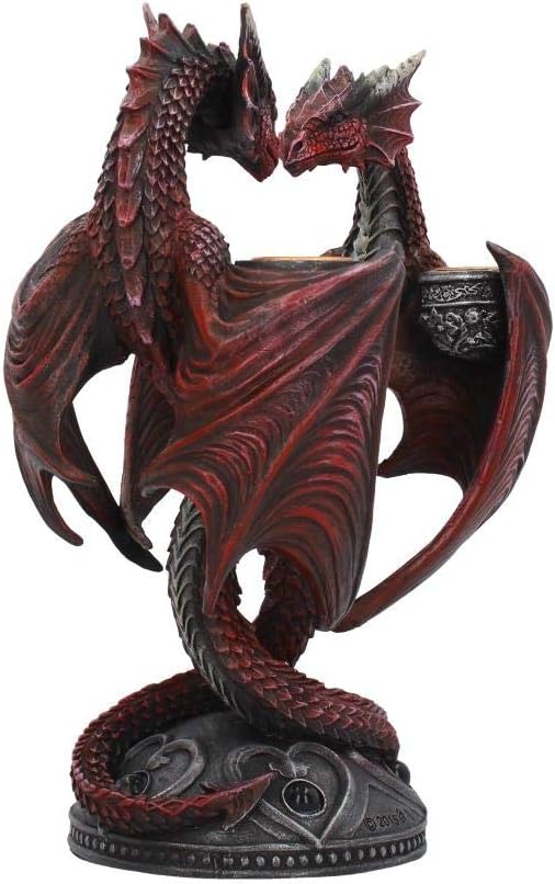 Nemesis Now Dragon Heart Anne Stokes Valentine's Edition Candle Holder 23cm Red, Resin, One Size