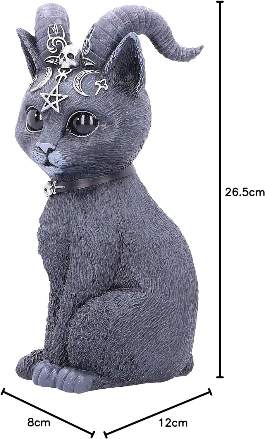 Nemesis Now Large Pawzuph Horned Occult Cat Figurine, Black, 26.5cm