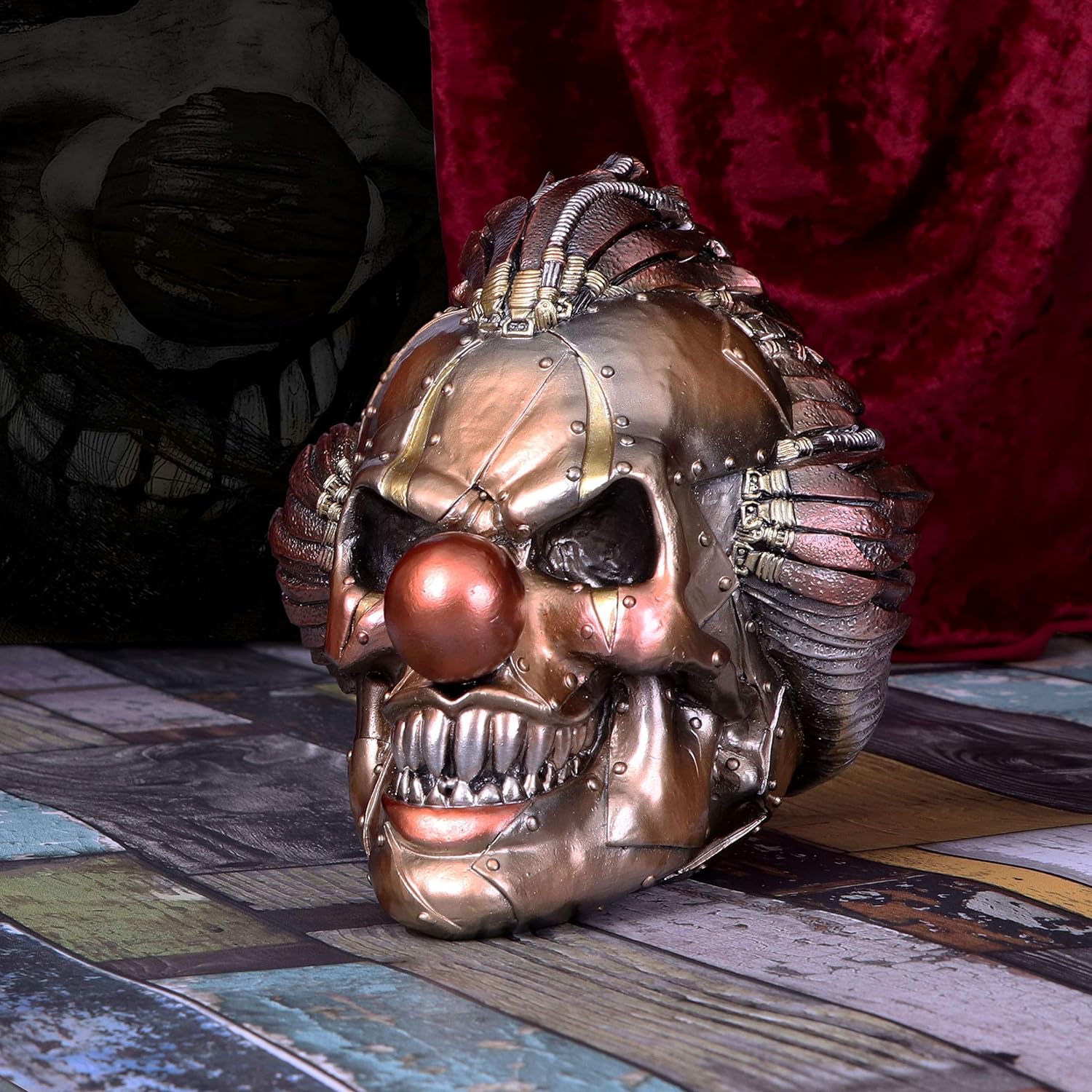 Nemesis Now Mechanical Laughter Horror Steampunk Clown Skull Ornament, Bronze, 18cm, Polyresin