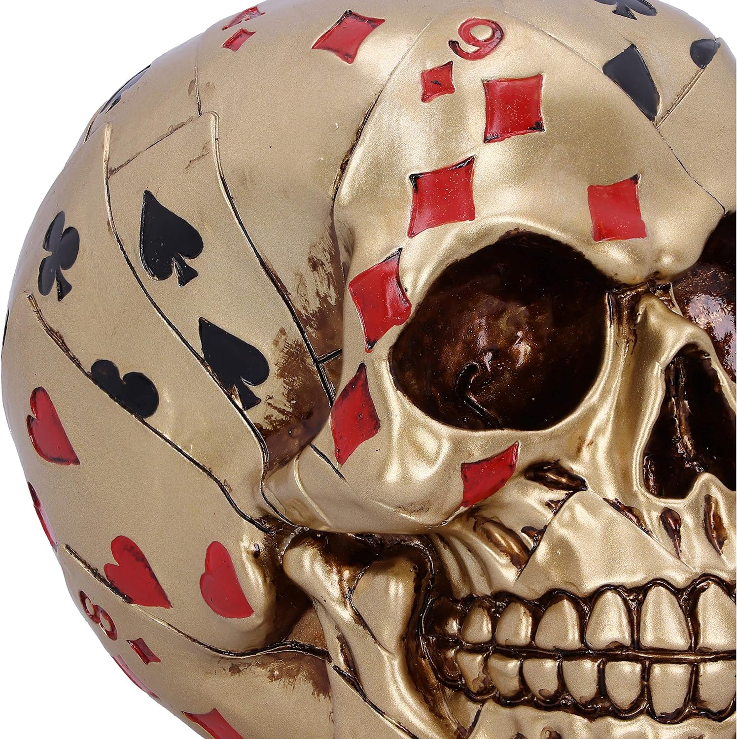 Nemesis Now Dead Mans Hand Golden Playing Card Skull Ornament,15cm