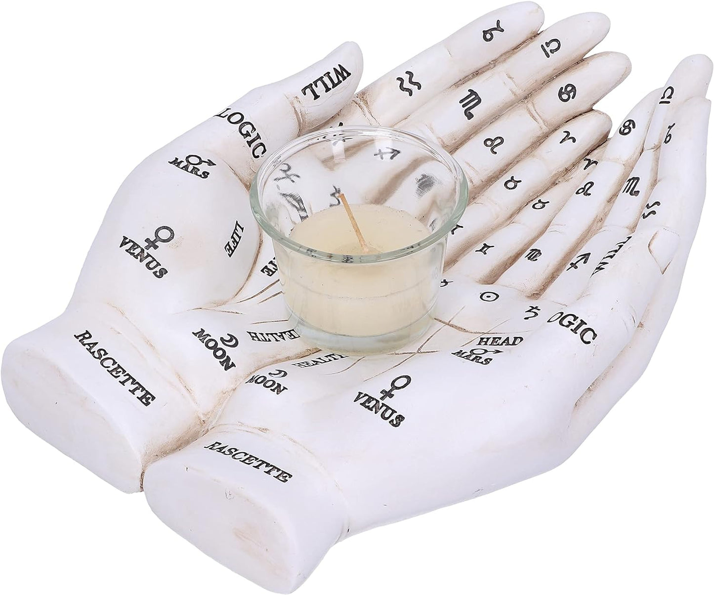 Nemesis Now Palmist's Guide White Chiromancy Hands Candle Holder, 22..3cm