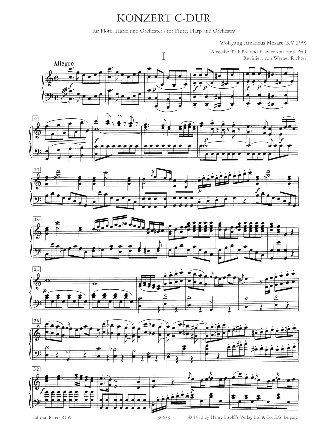 Concerto for Flute, Harp and Orchestra in C K299 Edition for Flute and Piano: Edition for Flute and Piano