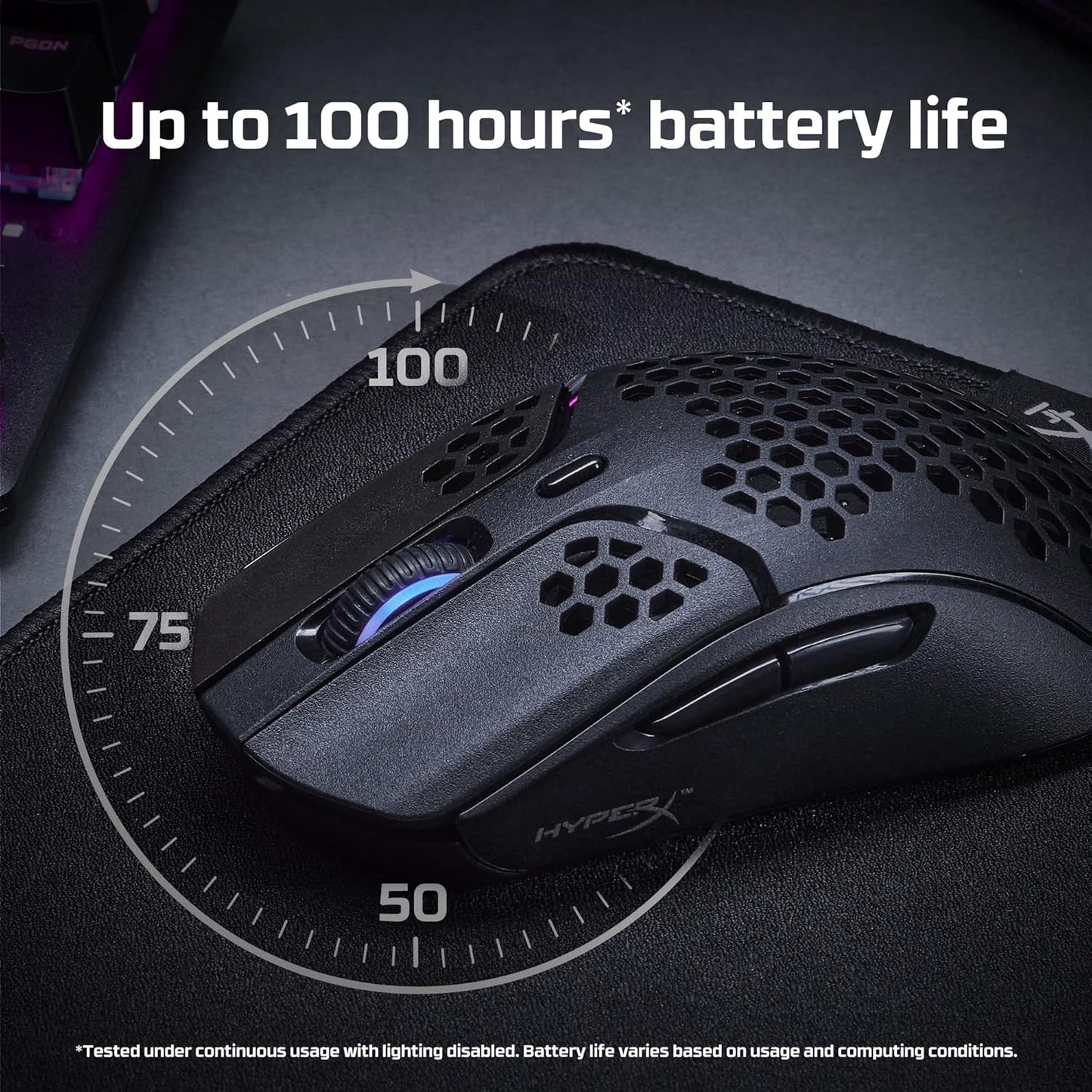 HYPERX Pulsefire Haste – Wireless Gaming Mouse – Ultra Lightweight, 61g, 100 Hour Battery Life – Black and Red & Pulsefire Mat – Gaming Mouse Pad – Medium – Precise Cloth Surface + Gaming Mouse Pad, Medium