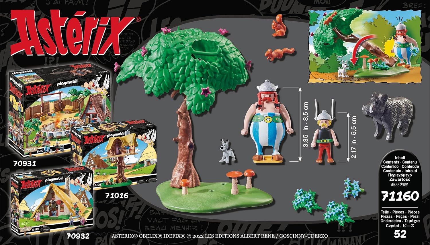 Playmobil Asterix 71160 Wild Boar Hunting, With Tilting Tree, Toy for Children Ages 5+