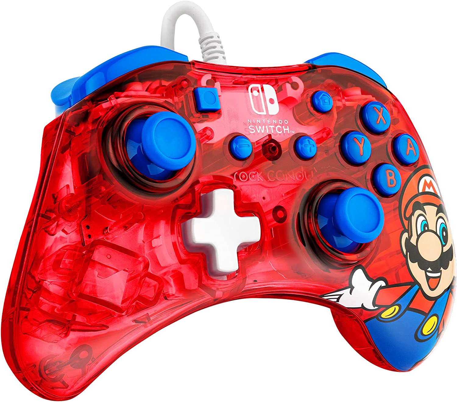 PDP Rock Candy Wired Gaming Switch Pro Controller - Mario - Red - Official License Nintendo - OLED / Lite Compatible, Compact, Durable Travel Controller