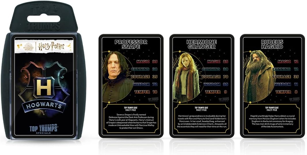 Top Trumps Harry Potter Heroes of Hogwarts Specials Card Game, play with Harry, Ron, Hermione, Dumbledore, McGonagall, Snape and Slughorn, educational gifts and Toys for Boys and Girls Aged 6 plus