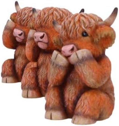 Nemesis Now Three Wise Highland Cows, Brown, 9.6cm