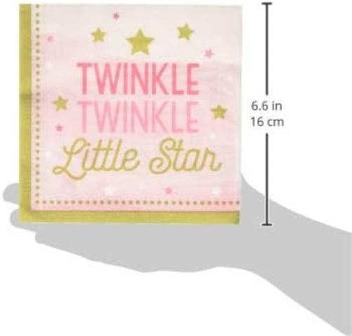 Creative Converting PC322251 Party Pink Twinkle Little Star 2-Ply Lunch Napkins-16 Pcs, Tissue