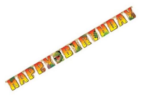 Creative Party PC295012 Dinosaur Jointed Birthday Banner-1 Pc, Paper