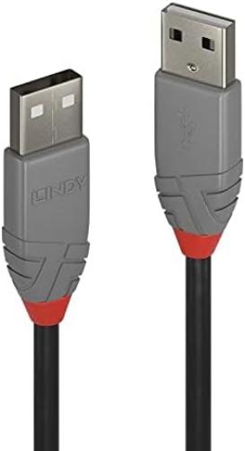 LINDY 36695 USB 2.0 Type A to A Cable, Anthra Line - Black