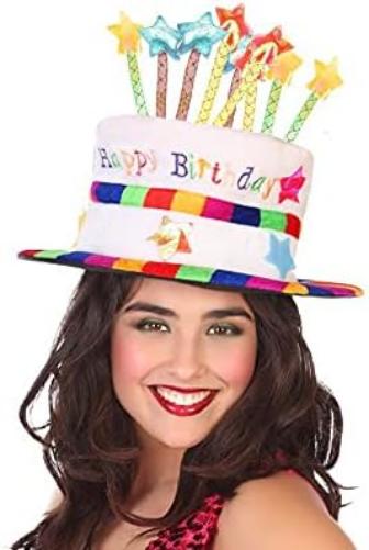 ATOSA sombrero de cumpleaños multicolor con velas y estrellas