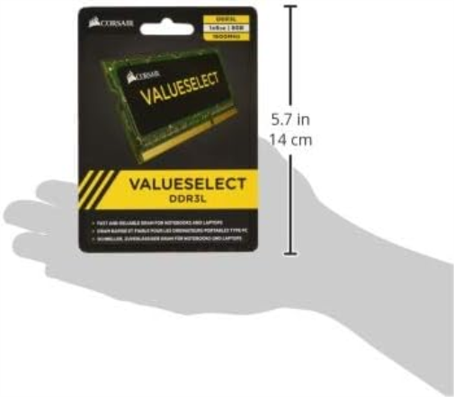 Corsair Value Select SODIMM 8GB (1x8GB) DDR3L 1600MHz C11 Memory for Laptop/Notebooks - Black 1600Mhz C11 8GB (1x8GB)
