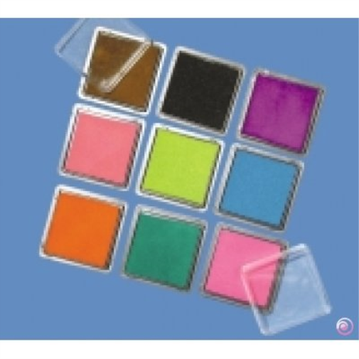 Rayher Juego de Almohadillas para Sello para álbumes de Recortes de la Marca 3,5 x 3,5 cm de 9 Colores