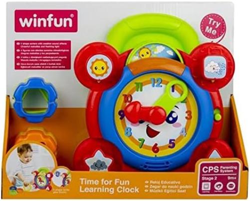 Winfun Time For Fun Learning Clock | A Fun Interactive Way To Learn To Read The Time | Movable Hands And Sound Effects | Suitable For Boys And Girls Aged 3 Months And Up