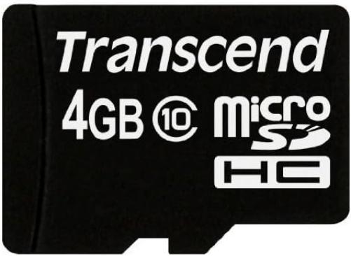 SD microSD Card 4GB Transcend SDHC Class10 w/ada