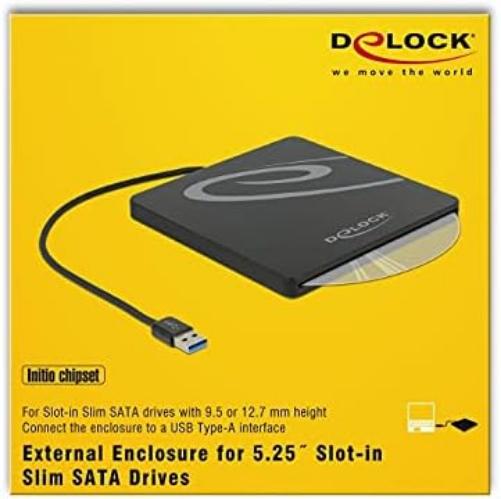 DeLOCK External enclosure 5.25 inch slot-in slim SATA 9.5/12.7 mm.
