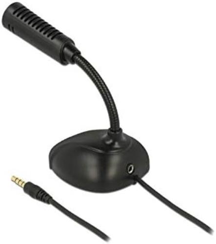 DeLOCK 65872 Omnidirectional Condenser Microphone for Smartphone/Tablet with Gooseneck 3.5 mm 4 Pin Jack Plug + 3.5 mm Jack Socket, 1.7 m Cable Length, Ideal for Skype, Chatting, Recording