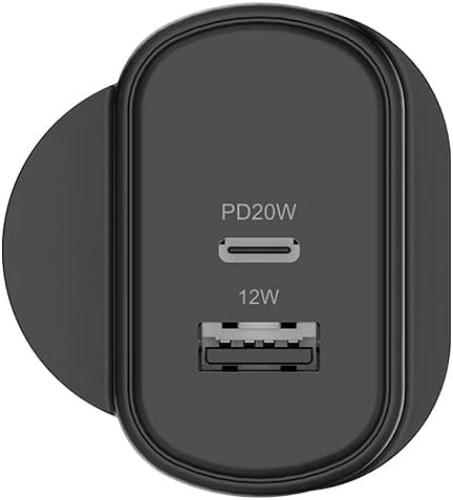 Cygnett PowerPlus 32W USB-C Wall Charger with Dual Ports and Power Delivery UK - Black