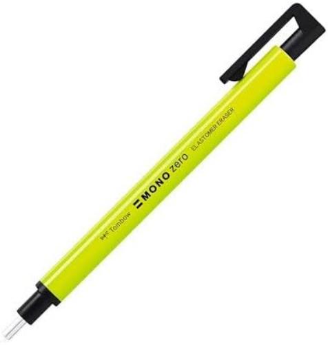 Tombow Mono Zero Eraser Pen neon Yellow, Precise Erasing with Round 2.3 mm tip, Slim Body, refillable, Recycled Material