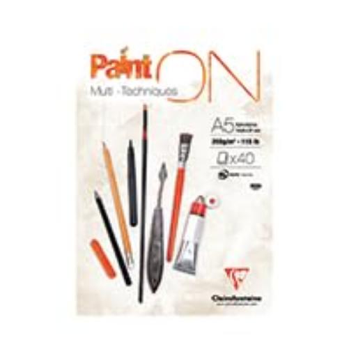 Clairefontaine 96538C - A glued pad of Paint'On drawing paper 40 sheets 14.8x21 cm 250g, White - Pack of 4 pads