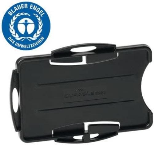 Durable Eco-Friendly ID Card Badge Holder - Black - Recycled Plastic & Blue Angel Certified - Holds 2 ID Security Passes - Pack of 10