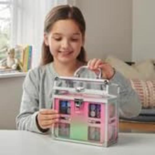 MYA Cosmetics MYA Transparent Makeup Case make-up set voor kinderen met oogschaduw, rouge, lipgloss en nagellak | draagbare tas