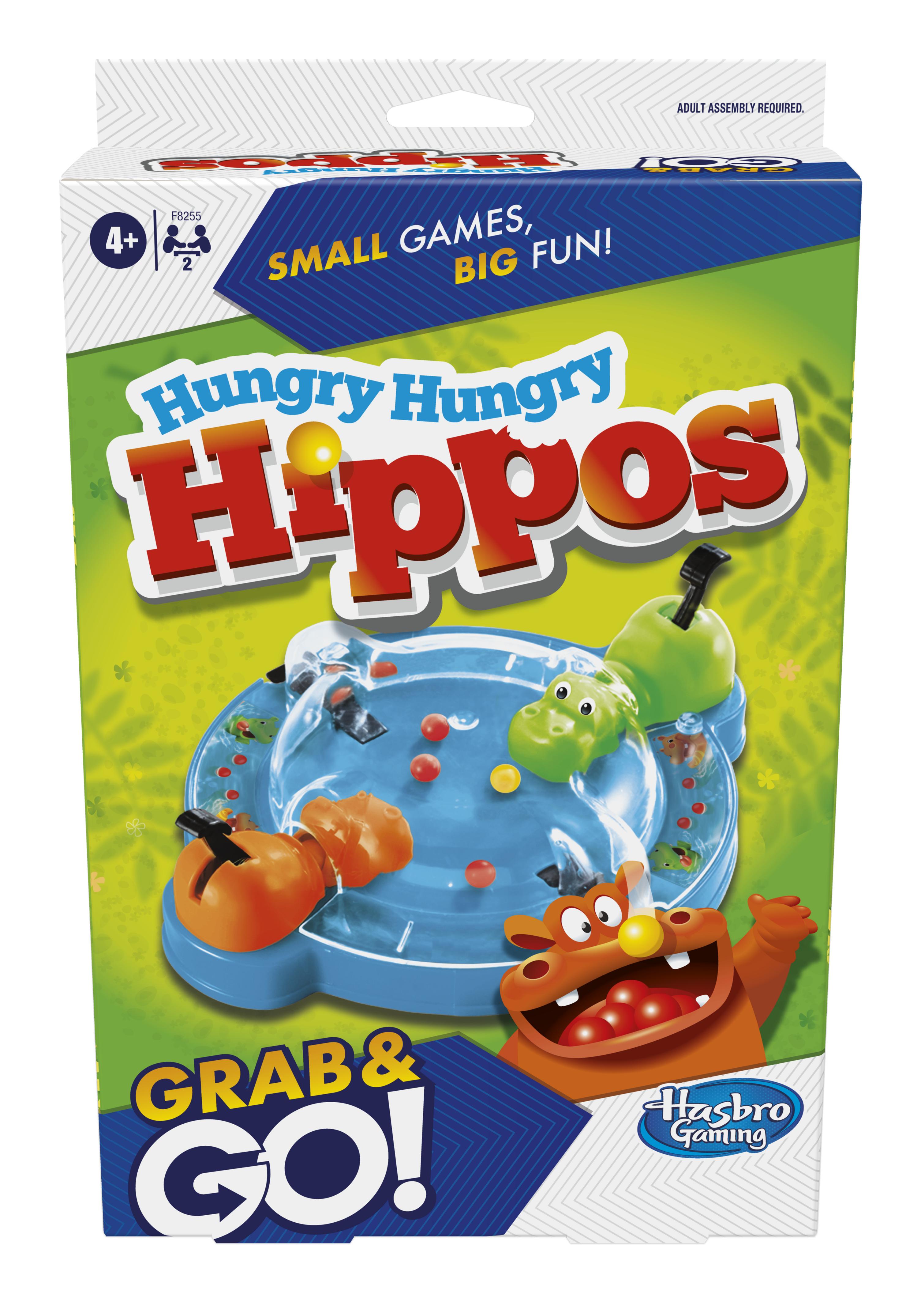 Hasbro Gaming Hungry Hungry Hippos Grab and Go Game, Portable Game for 2 Players, Travel Game for Kids, Includes 2 Chomping Hippos