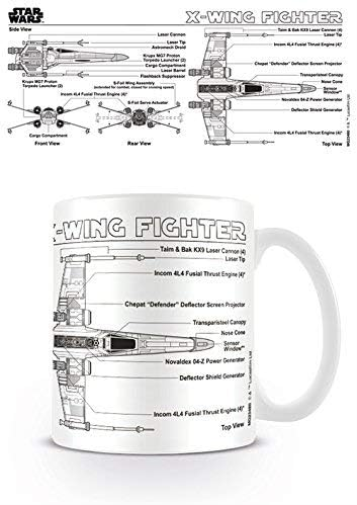 Star Wars X-Wing Fighter Sketch Unisex Tasse Standard Keramik 0,3 l Fan-Merch, Filme, 1 Stück (1er Pack