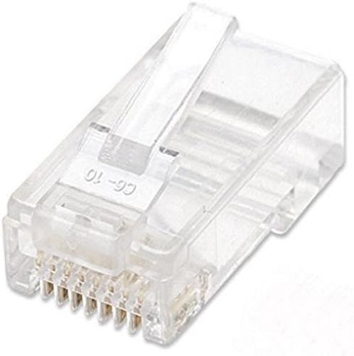 Intellinet RJ45 Modular Plugs, Cat6, UTP, 2-Prong, For Stranded Wire, 15 µ Gold Plated Contacts, 100 Pack