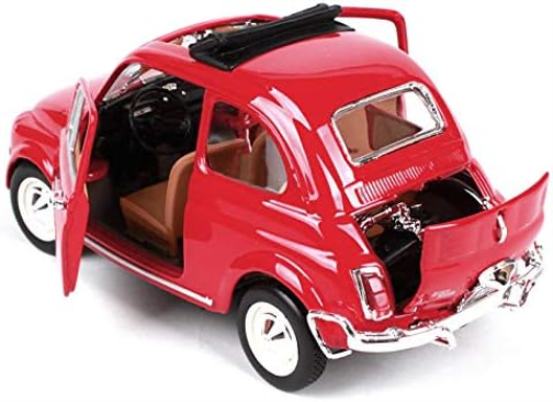 BBURAGO Fiat 500L (1968) Vehículo a Escala 1:24 Modelo de Coche de Juguete para coleccionistas, Color Rojo (B18-22099