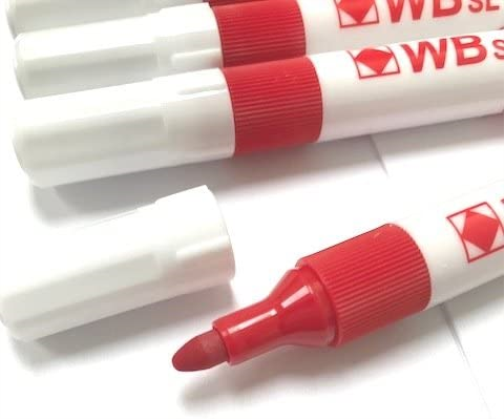 Whiteboard Drywipe Bullet Tip Red Markers x 10 (PC