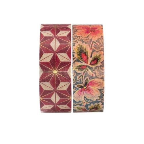 Filigree Floral Ivory / Hishi (Mixed Pack) Washi Tape: 2 Iconic Paperblanks designs per set, Metallic foil pattern, 15mm wide x 10 metres long (Paperblanks Washi Tape