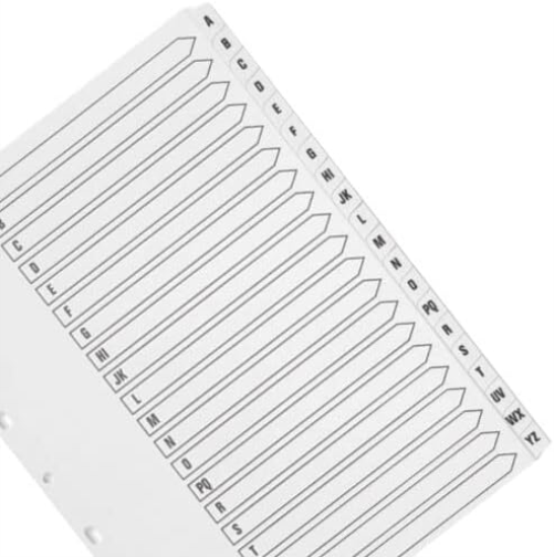 Q-Connect KF01532 Index A4 Multi-Punched A-Z 20 Part Reinforced White Board Clear Tabbed