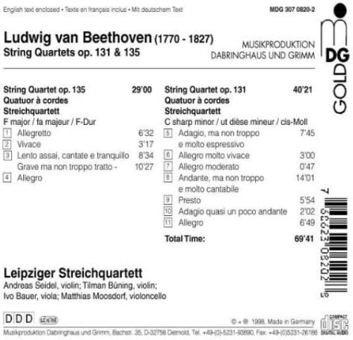 Beethoven: String Quartets op131 & op135
