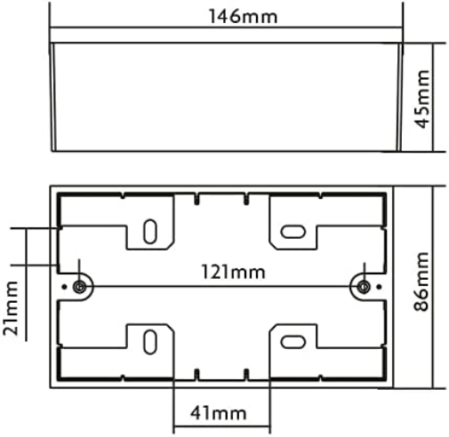 Vision TECHCONNECT V3 DOUBLE-GANG SURFACE MOUNT UK BACKBOX WHITE Standard double-gang UK surface-mount back