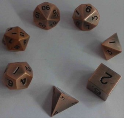 Fanroll - 16Mm Metal Polyhedral Dice Set: Antique Copper