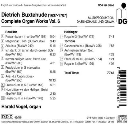 Buxtehude: Organ Works, Vol. 6