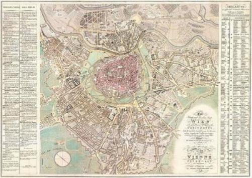 Vienna and the suburbs 1824, Historical map 1:6.000, rolled