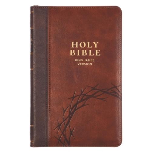 KJV Bible Deluxe Gift W/Zipper Faux Leather Amazing Grace, Brown Two-Tone Isa. 53:5
