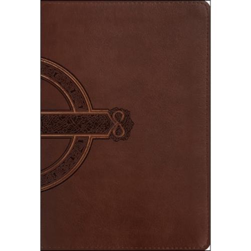 NLT Compact Giant Print Bible, Filament-Enabled Edition (Leatherlike, Mahogany Celtic Cross, Indexed, Red Letter)