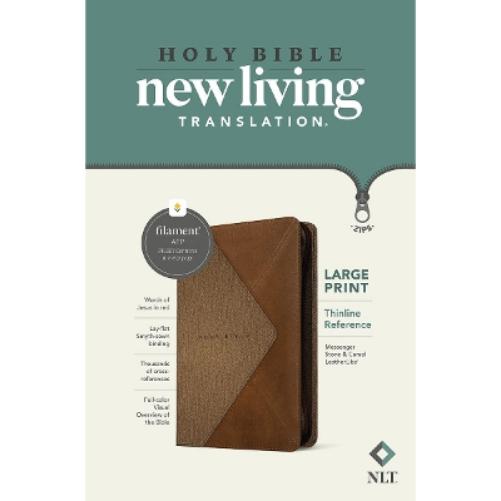 NLT Large Print Thinline Reference Zipper Bible, Filament Enabled (Leatherlike, Messenger Stone & Camel, Red Letter)