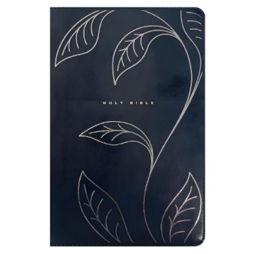 NLT Personal Size Giant Print Bible, Filament Enabled (LeatherLike, Navy Vines, Red Letter)