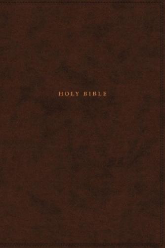 NKJV, Reference Bible, Classic Verse-by-Verse, Center-Column, Leathersoft, Brown, Red Letter, Thumb Indexed, Comfort Print