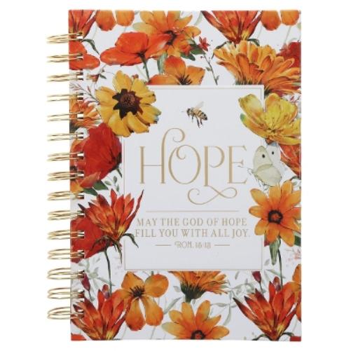 Christian Art Gifts Inspirational Journal, God of Hope Wide Ruled Notebook, Romans 15:13 Bible Verse, Orange, 192 Lined Pages W/Scripture, (8.4" X 6.4" X 1")