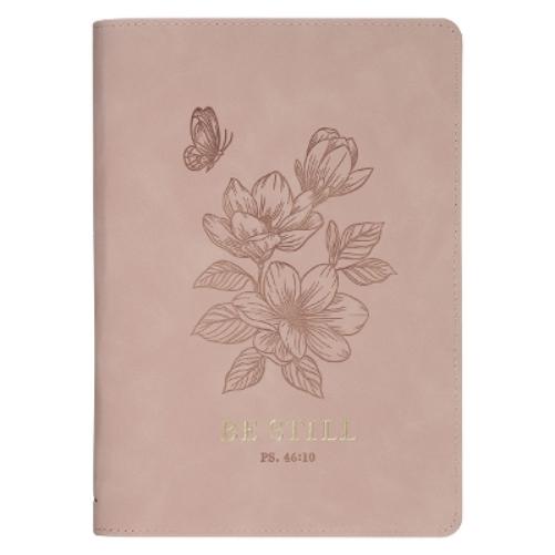 Be Still and Know Pink Faux Leather Zippered Journal