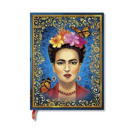 The Colourful Portrait (Viva Frida) Midi Unlined Hardcover Journal (Elastic Band Closure)