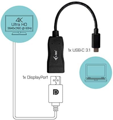 i-tec USB-C to DisplayPort 4K Video Adapter 1x DisplayPort 4K Ultra HD 60 Hz for Windows MacOS ChromeOS Thunderbolt 3 Compatible
