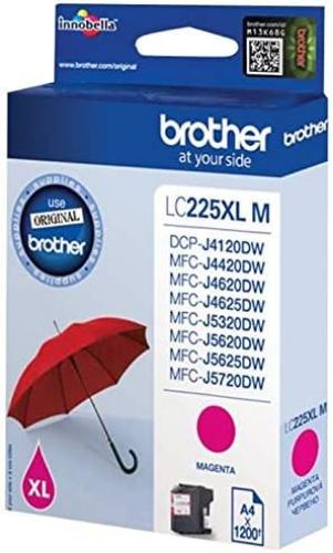 Brother LC225XLM - Cartucho de tinta magenta de larga duración (duración estimada: hasta 1.200 páginas según ISO/IEC 24711