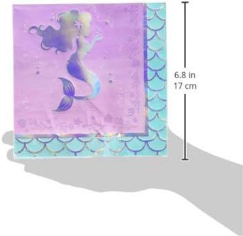 Creative Party PC336715 Mermaid Theme Lunch Napkins - 16 Pcs 0.055x12.75x12.875inc.